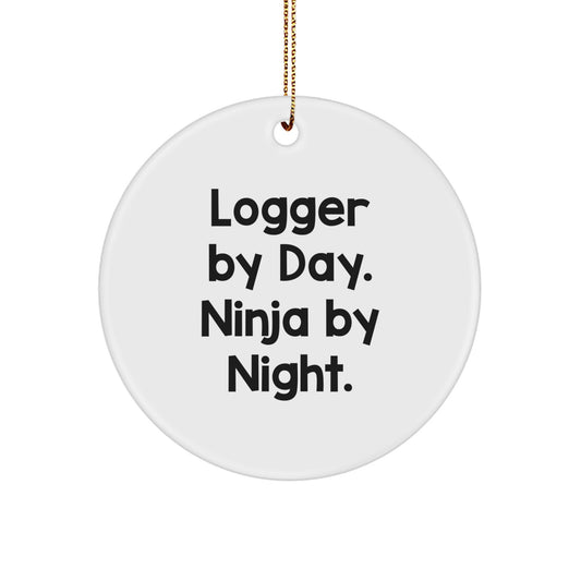 Funny Logger Circle Ornament Gifts from Men to Logger, Christmas Unique Gifts for Friends, Ninja Logger Enthusiasts - Image 1