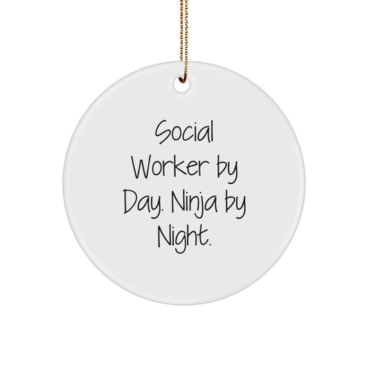 Funny Social Worker Gifts from Friends for Men Women - Social Worker By Day. Ninja By Night. Christmas Unique Ornaments - Image 1