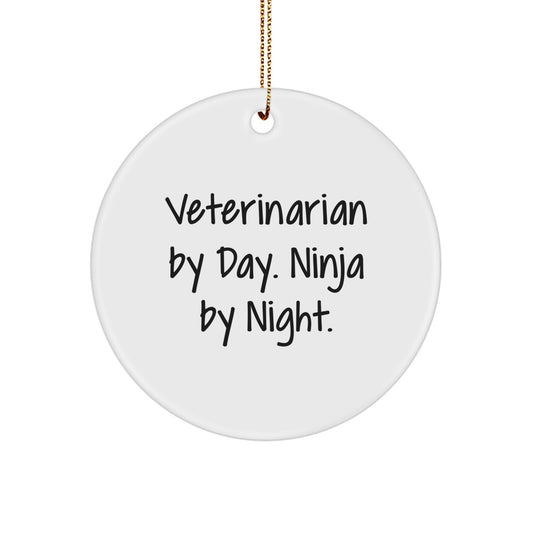 Veterinarian Gifts from Men - 'Veterinarian By Day. Ninja By Night.' Circle Ornament for Friends, Family, and Coworkers - Christmas Unique - Image 1
