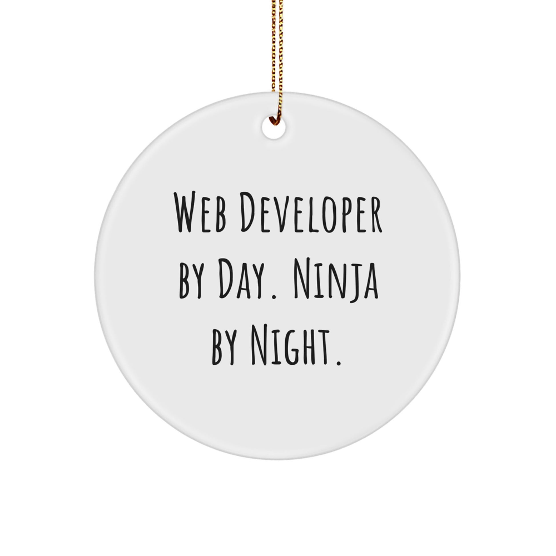 Funny Web Developer Gifts from Friends, Web Developer Christmas Unique Ornaments, Circle Ornament By Day Ninja By Night - Image 1