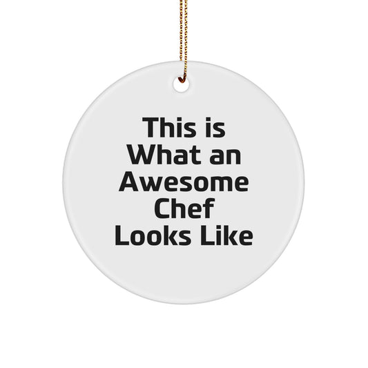 Funny Chef Quote Gifts from Friends for Men, Women, or Coworkers - Circle Ornament, White, 2.75 Tall, MDF, Sublimation Printed, Christmas Unique Gifts - Image 1