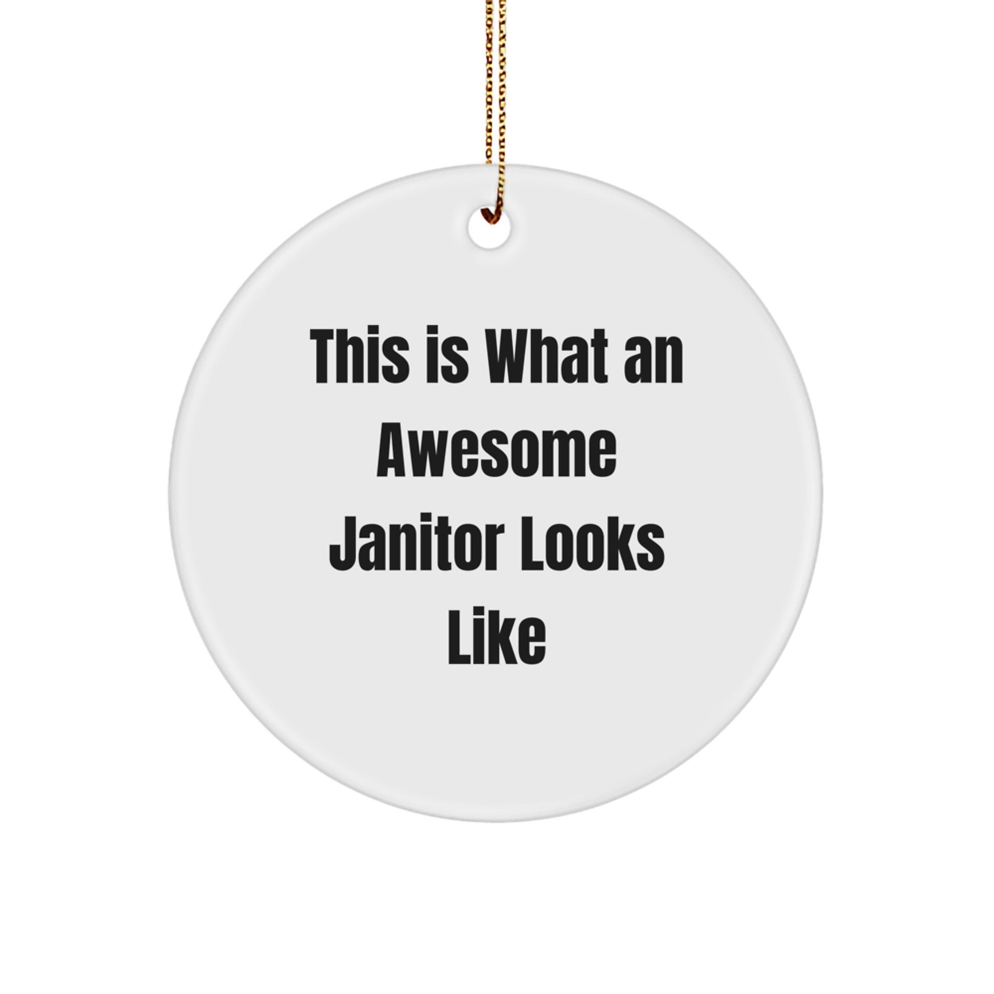 Funny Janitor Gifts from Men with This Is What An Awesome Janitor Looks Like Circle Ornament for Janitor Friends at Christmas Unique Gifts - Image 1