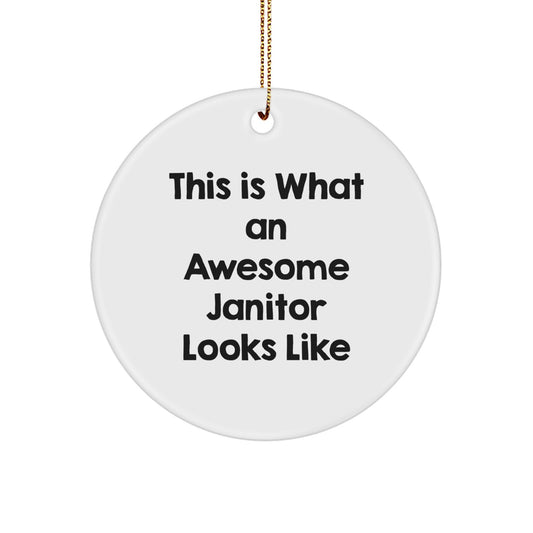 Funny Janitor Gifts, This Is What An Awesome Janitor Looks Like, Circle Ornament, Christmas Unique Gifts for Janitor Men, Gifts from Friends, Family, Coworkers - Image 1