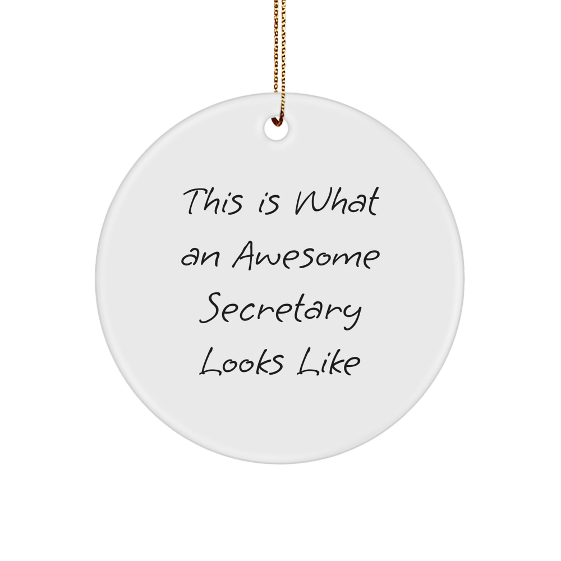 Funny Secretary Gifts from Coworkers, This Is What an Awesome Secretary Looks Like Circle Ornament for Christmas - Image 1