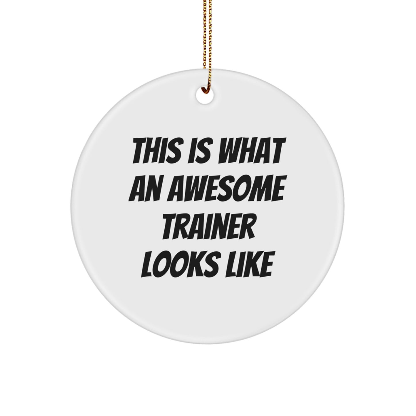 Trainer Gifts from Friends, Funny Circle Ornament This Is What An Awesome Trainer Looks Like, Christmas Unique Trainer Circle Ornaments - Image 1