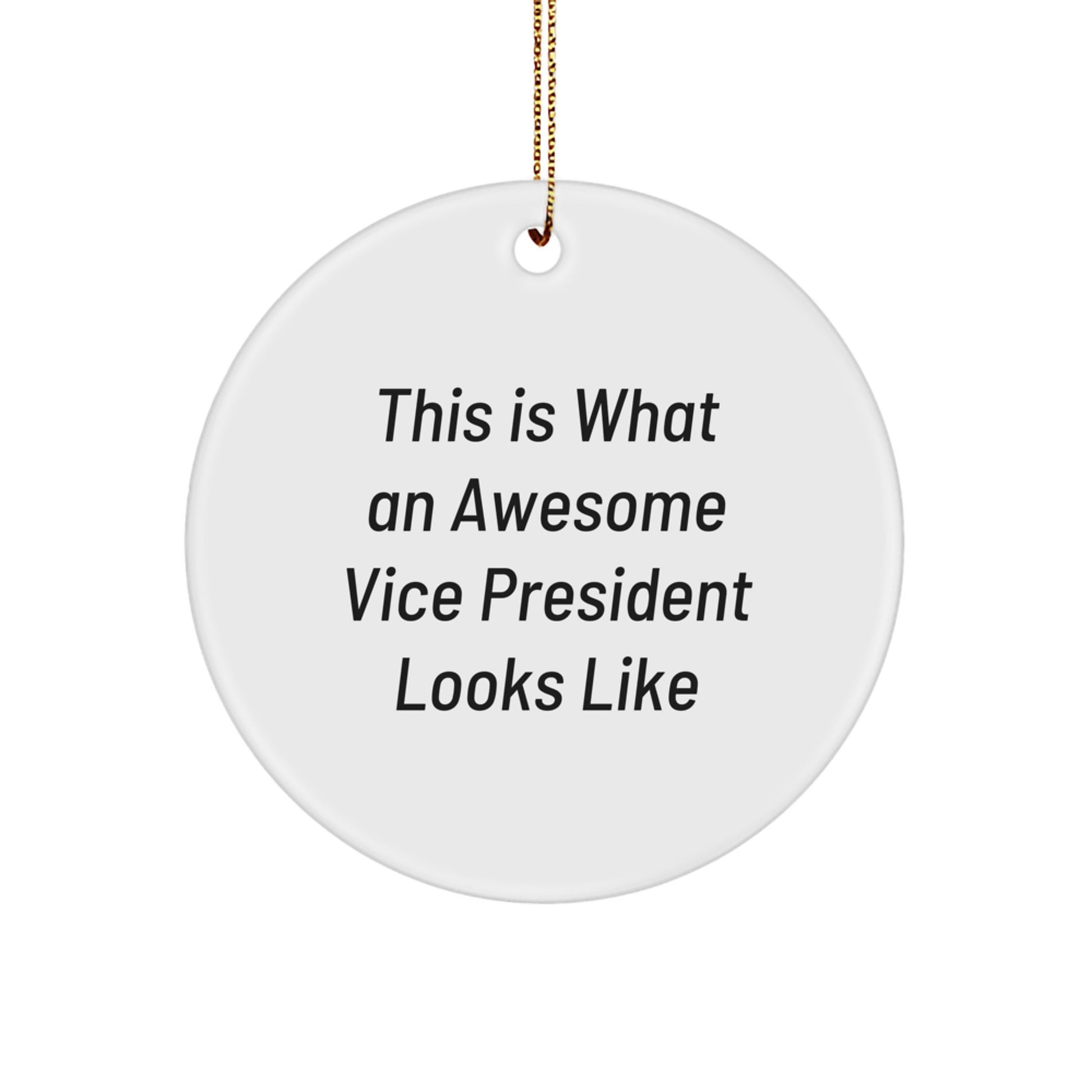 Funny Vice President Gifts, 'This Is What An Awesome Vice President Looks Like' Circle Ornament, Gifts from Friends for Christmas - Image 1