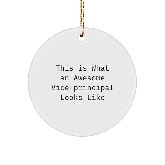 Funny Vice-Principal Gifts, This Is What An Awesome Vice-principal Looks Like Circle Ornament, White, Christmas Unique Gifts from Friends to Vice-principal - Image 1