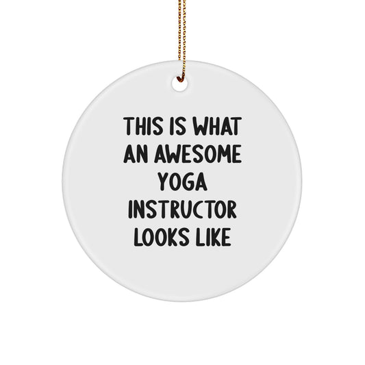 Funny Yoga Instructor Gifts from Friends for Yoga Instructors This Is What An Awesome Yoga Instructor Looks Like Unique Circle Ornament - Image 1