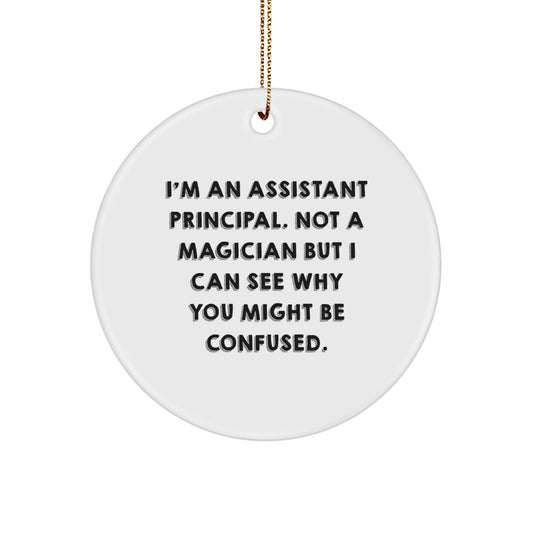 Funny Assistant Principal Gifts from Friends for Christmas - 'I'm An Assistant Principal...' Circle Ornament, 2.75" Tall - Image 1