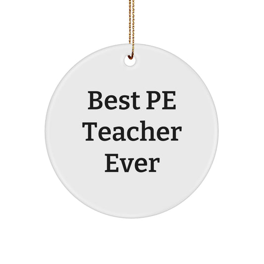 Funny PE Teacher Gifts from Friends Christmas Unique Ornaments Best PE Teacher Ever Circle Ornament for Men - Image 1