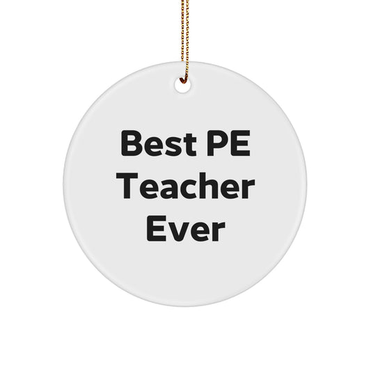 Funny PE Teacher Gifts, Unique Circle Ornament, Best Pe Teacher Ever Christmas Decorations, Gifts from Friends, Gifts for PE Teachers - Image 1