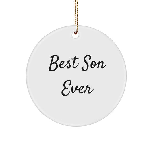Funny Son Gifts from Mom - Best Son Ever Christmas Circle Ornament, Unique Son Decor for Men, Women, Family, Friends - Image 1