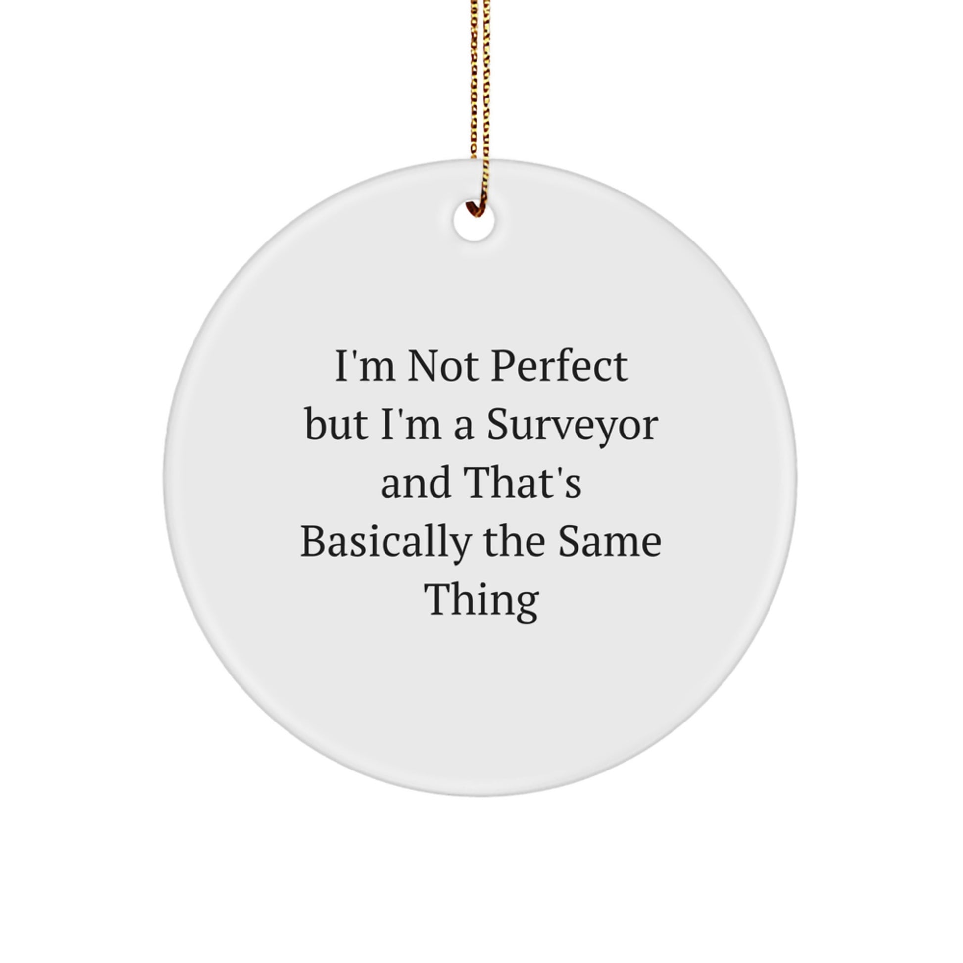 Surveyor Gifts from Men, Funny Circle Ornaments for Surveyor, I'm Not Perfect But I'm A Surveyor And That's Basically The Same Thing, Christmas Unique Gifts for Surveyor - Image 1