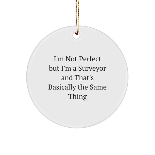 Surveyor Gifts from Men, Funny Circle Ornaments for Surveyor, I'm Not Perfect But I'm A Surveyor And That's Basically The Same Thing, Christmas Unique Gifts for Surveyor - Image 1