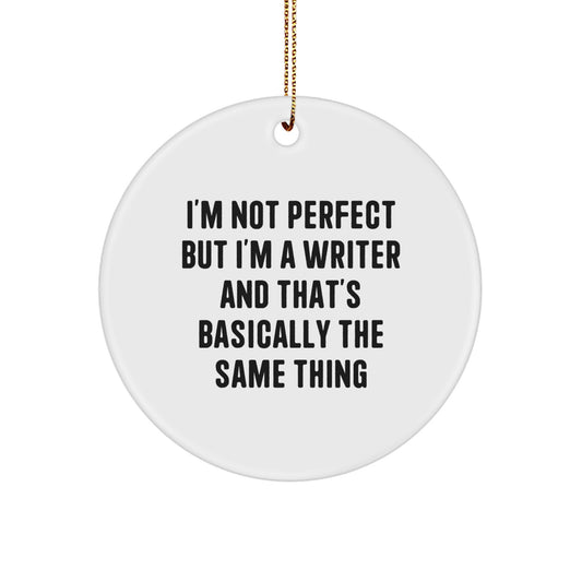 Funny Writer Gifts from Family Members for Christmas Unique Circle Ornament - Image 1