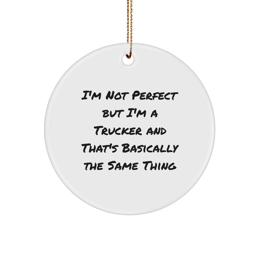Trucker Christmas Circle Ornament Gifts from Friends for Men - Funny Trucker Ornament, Trucker Decorations - Image 1