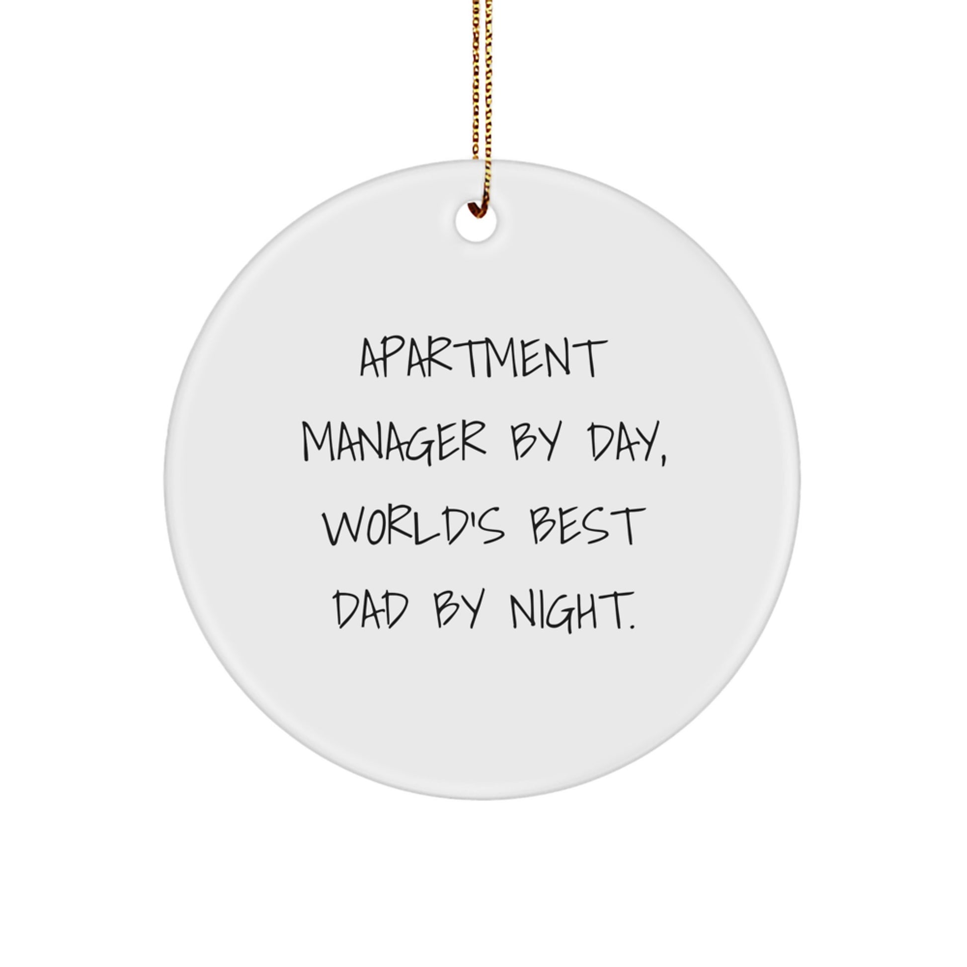 Funny Apartment Manager Gifts by Day Circle Ornament for World's Best Dad By Night, Gifts from Family to Him, Christmas Unique Presents - Image 1