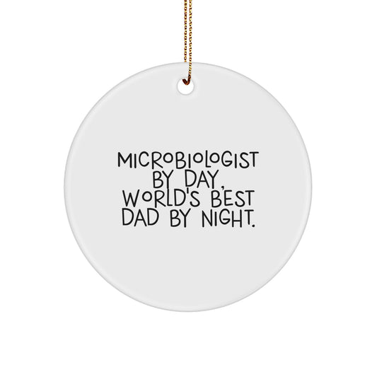 Funny Microbiologist Gifts for Microbiologist By Day World's Best Dad By Night Christmas Unique Circle Ornament from Family - Image 1