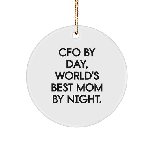 CFO Gifts for Men and Women - Funny 'Cfo By Day' Christmas Circle Ornament - Image 1