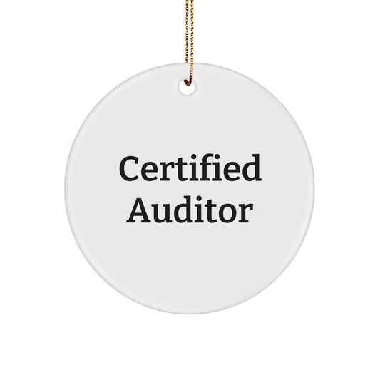 Funny Auditor Christmas Unique Gifts from Men, Gifts for Certified Auditor Circle Ornament, White - 'Auditors are the Unsung Heroes of the World' - Image 1