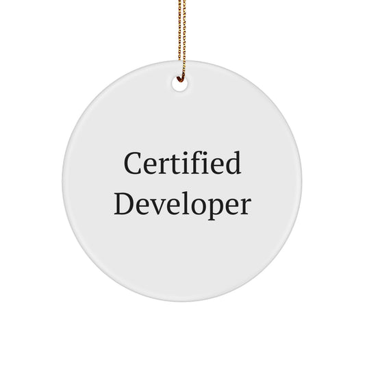 Funny Developer Gifts from Friends, Gifts for Certified Developers, Circle Ornament, White, Christmas Unique - Image 1