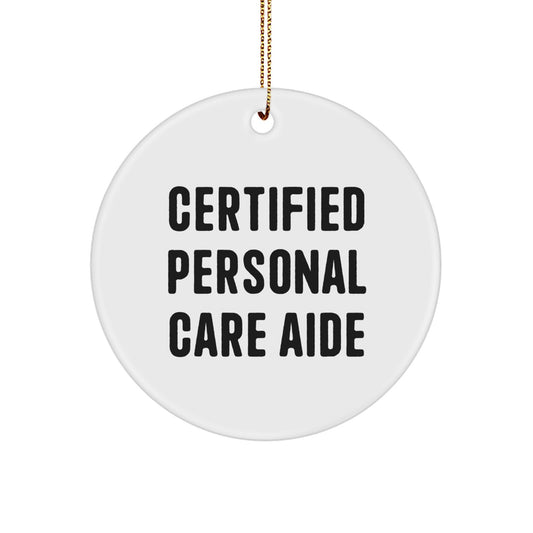 Funny Personal Care Aide Gifts from Friends - Certified Personal Care Aide Christmas Unique Ornament, Circle Ornament with Inspirational Quote - Image 1