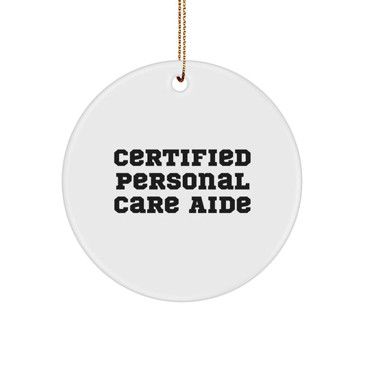 Funny Gifts from Men to Personal Care Aide, Certified Personal Care Aide Quote, Christmas Unique Gifts, Circle Ornament for Women Friends Family Coworkers - Image 1