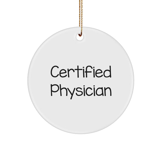 Funny Certified Physician Gifts for Men, Unique Christmas Circle Ornaments, 'I'm a Doctor and I'm Here to Save the Day' - Image 1