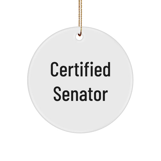 Funny Senator Christmas Unique Gifts from Friends to Senator, Senator Ornament Gift for Senator, Circle Ornament Quote Certified Senator - Image 1