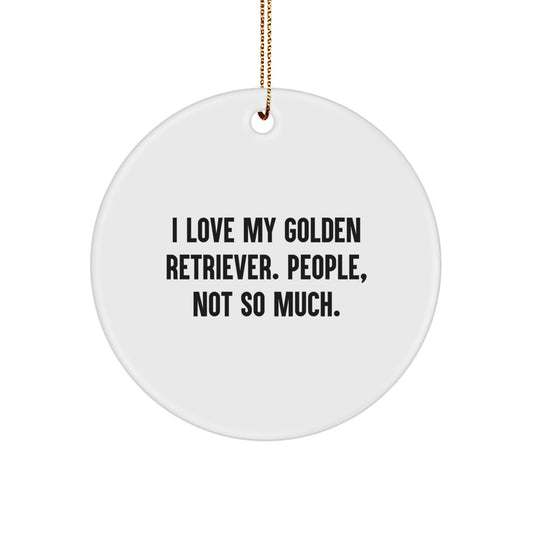 Golden Retriever Dog Lover Funny Christmas Circle Ornament Gifts from Family Friends for Men Women - Image 1