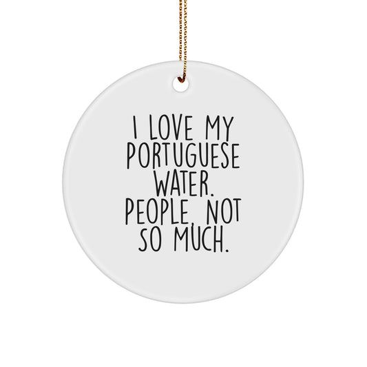 Portuguese Water Dog Lovers Gifts from Men to Portuguese Water Dog, Funny Circle Ornament for Christmas Unique Presents - Image 1