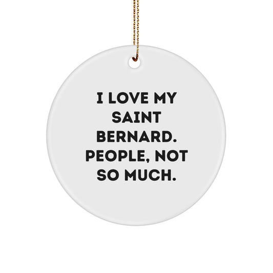 Saint Bernard Dog Lovers Gifts from Family Friends - Funny Circle Ornament for Christmas - Image 1