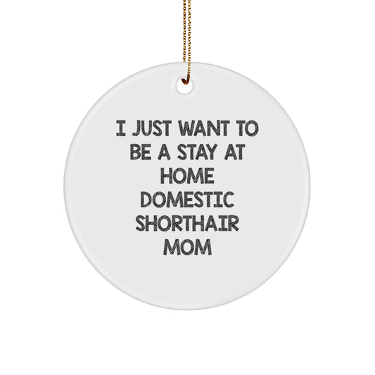 Funny Domestic Shorthair Cat Gifts from Mom to Domestic Shorthair Cat - I Just Want To Be A Stay At Home Domestic Shorthair Mom Christmas Circle Ornament - Image 1