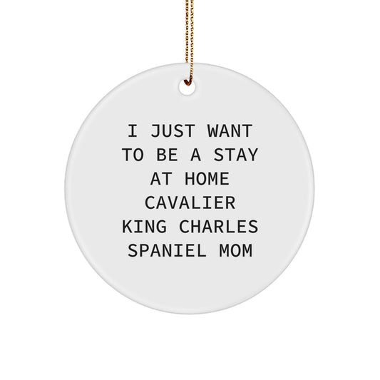 Funny Cavalier King Charles Spaniel Dog Mom Gifts For Christmas Unique Circle Ornaments by Friends and Family - Image 1