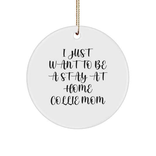 Collie Dog Mom Gifts from Men to Women for Christmas Unique Circle Ornament - Image 1