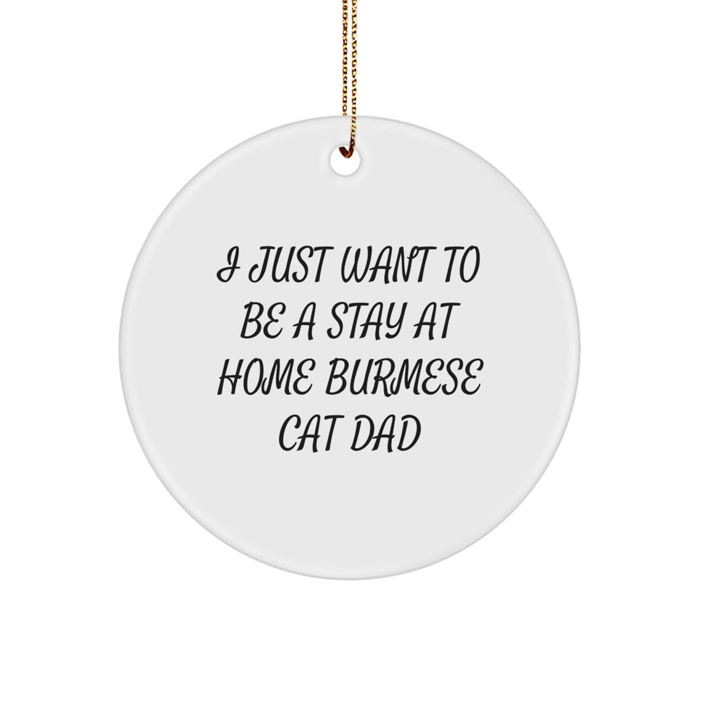 Funny Burmese Cat Dad Gifts for Men - I Just Want To Be A Stay At Home Burmese Cat Dad Circle Ornament for Christmas from Family - Image 1