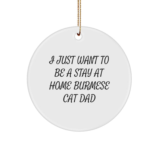 Funny Burmese Cat Dad Gifts for Men - I Just Want To Be A Stay At Home Burmese Cat Dad Circle Ornament for Christmas from Family - Image 1