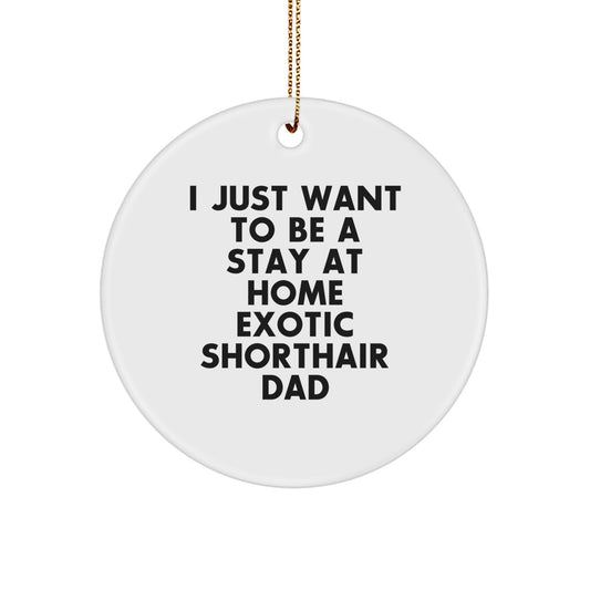 Exotic Shorthair Cat Dad's Funny Gift, I Just Want To Be A Stay At Home Exotic Shorthair Dad, White Circle Ornament for Men, Women, or Friends, Perfect for Christmas - Image 1