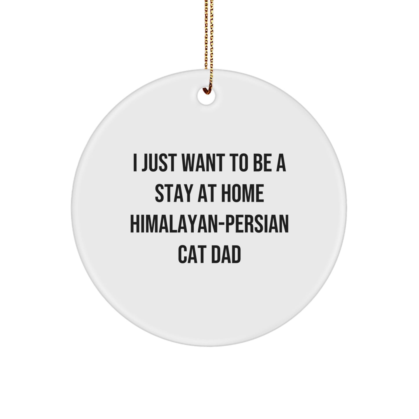 Funny Himalayan-Persian Cat Christmas Unique Gifts from Dad for the Best Cat Dad, 'I Just Want To Be A Stay At Home Himalayan-persian Cat Dad' Circle Ornament - Image 1
