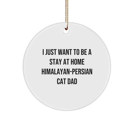 Funny Himalayan-Persian Cat Christmas Unique Gifts from Dad for the Best Cat Dad, 'I Just Want To Be A Stay At Home Himalayan-persian Cat Dad' Circle Ornament - Image 1