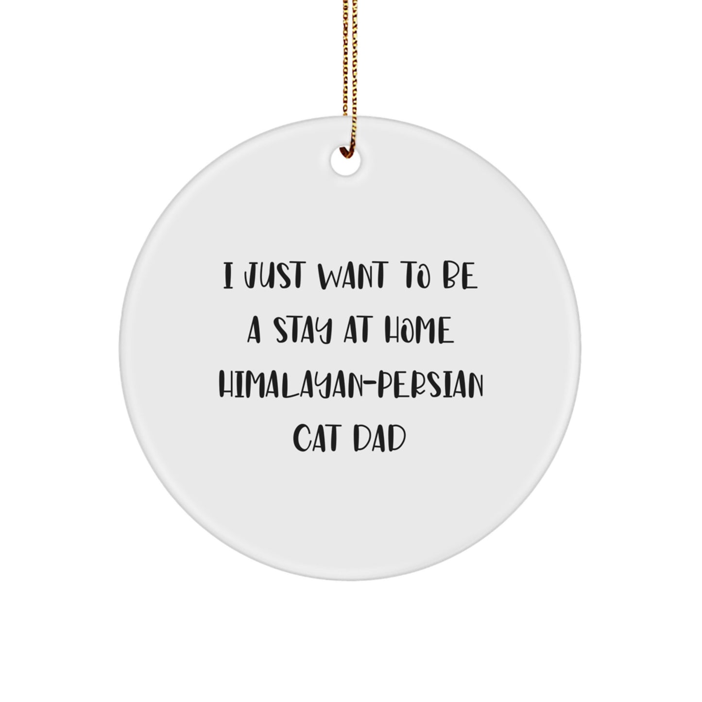 Funny Himalayan-Persian Cat Dad Gifts from Men to Family for Christmas Unique Ornaments, 'I Just Want To Be A Stay At Home Himalayan-persian Cat Dad' Circle Decoration - Image 1