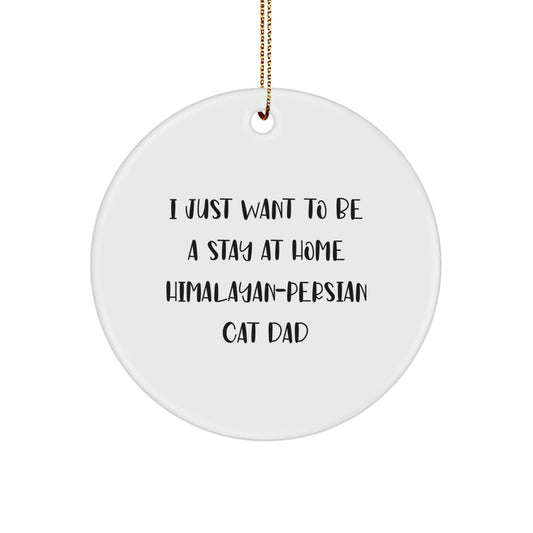 Funny Himalayan-Persian Cat Dad Gifts from Men to Family for Christmas Unique Ornaments, 'I Just Want To Be A Stay At Home Himalayan-persian Cat Dad' Circle Decoration - Image 1