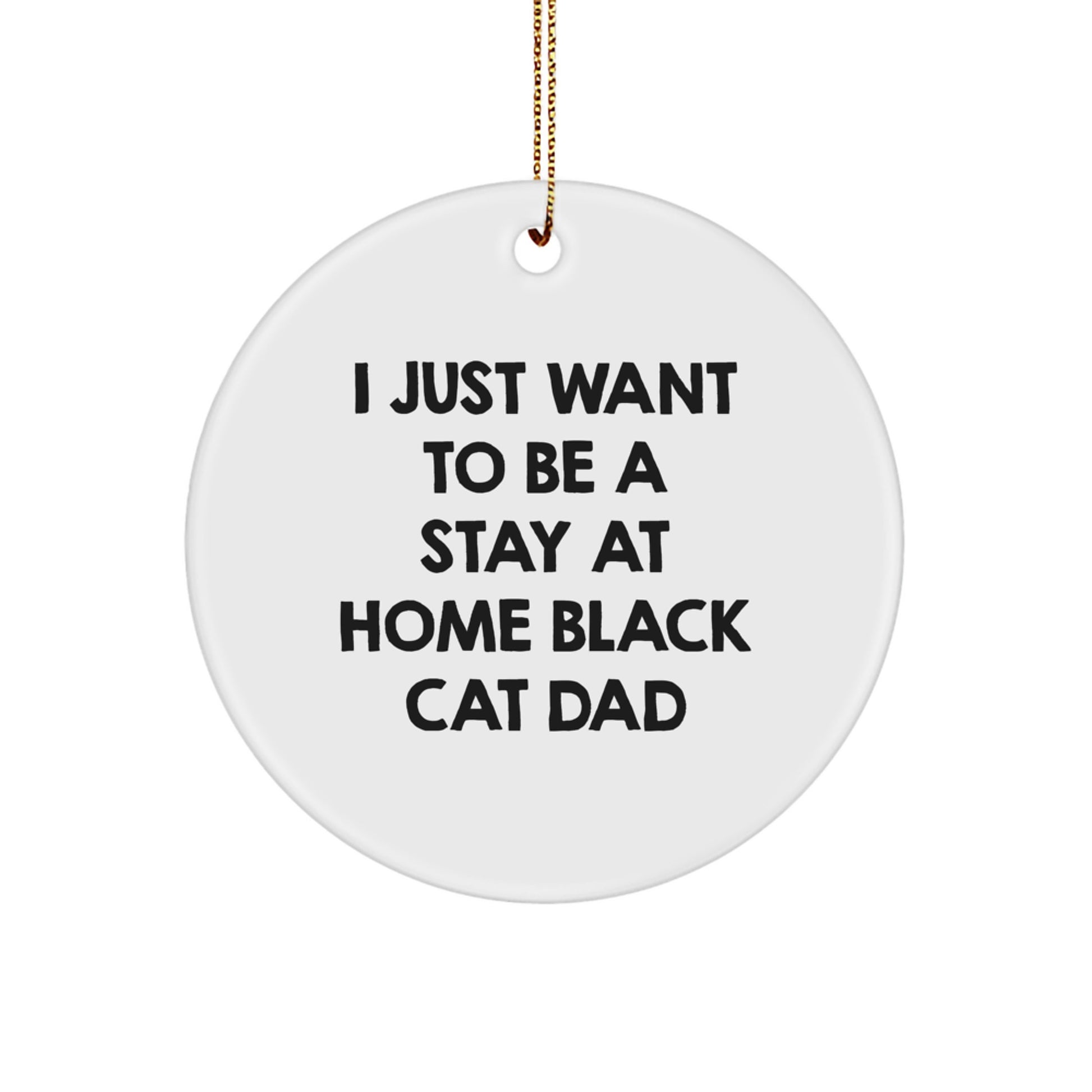 Funny Black Cat Gifts for Black Cat Lovers - I Just Want To Be A Stay At Home Black Cat Dad Christmas Ornament for Men, Women, Family, Friends - Image 1