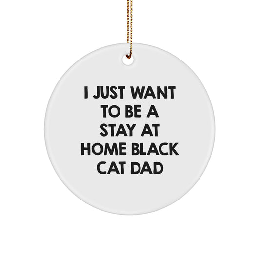 Funny Black Cat Gifts for Black Cat Lovers - I Just Want To Be A Stay At Home Black Cat Dad Christmas Ornament for Men, Women, Family, Friends - Image 1