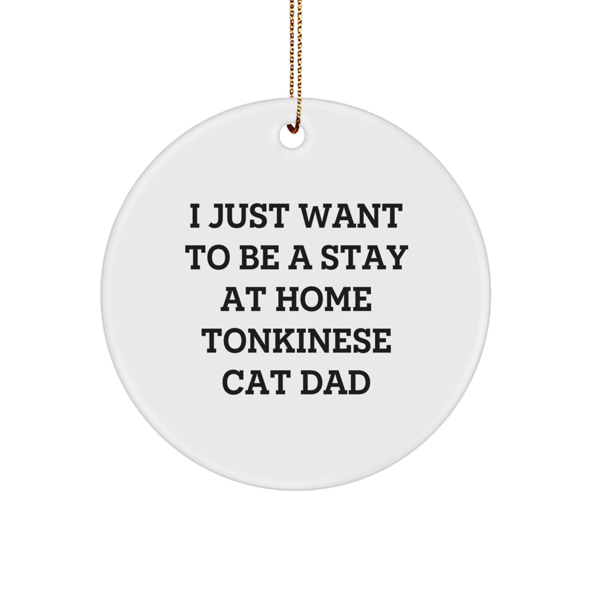 Tonkinese Cat Dad Gifts, Circle Ornament, Funny Quote 'I Just Want To Be A Stay At Home Tonkinese Cat Dad', Christmas Unique Gifts from Men to Friends - Image 1