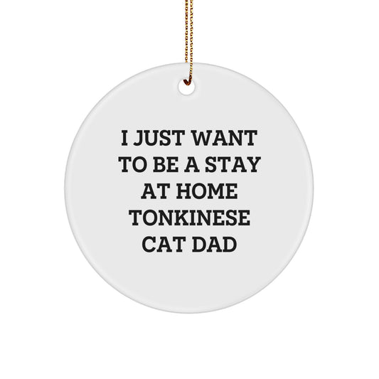Tonkinese Cat Dad Gifts, Circle Ornament, Funny Quote 'I Just Want To Be A Stay At Home Tonkinese Cat Dad', Christmas Unique Gifts from Men to Friends - Image 1