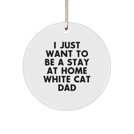 Funny White Cat Christmas Circle Ornament Gifts from Dad - Image 1