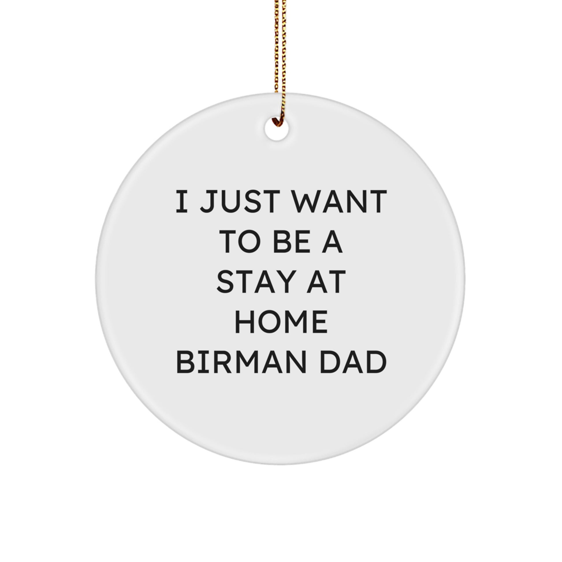 Birman Cat Lover Christmas Unique Gift for Dad, Funny 'I Just Want To Be A Stay At Home Birman Dad' Circle Ornament, Gifts from Men to Family - Image 1