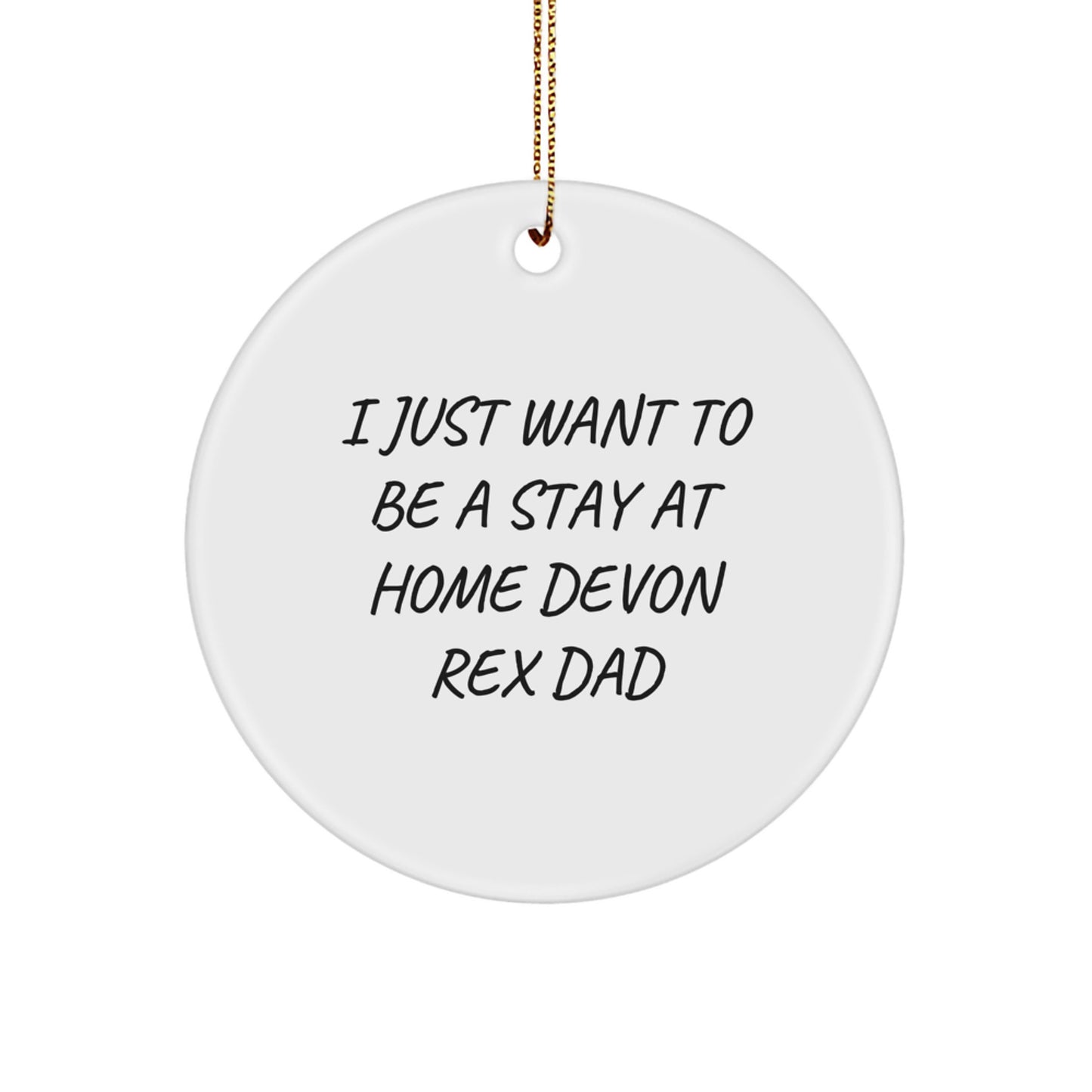 Funny Devon Rex Cat Gifts from Dad for Christmas Unique Circle Ornament, I Just Want To Be A Stay At Home Devon Rex Dad Decorations - Image 1