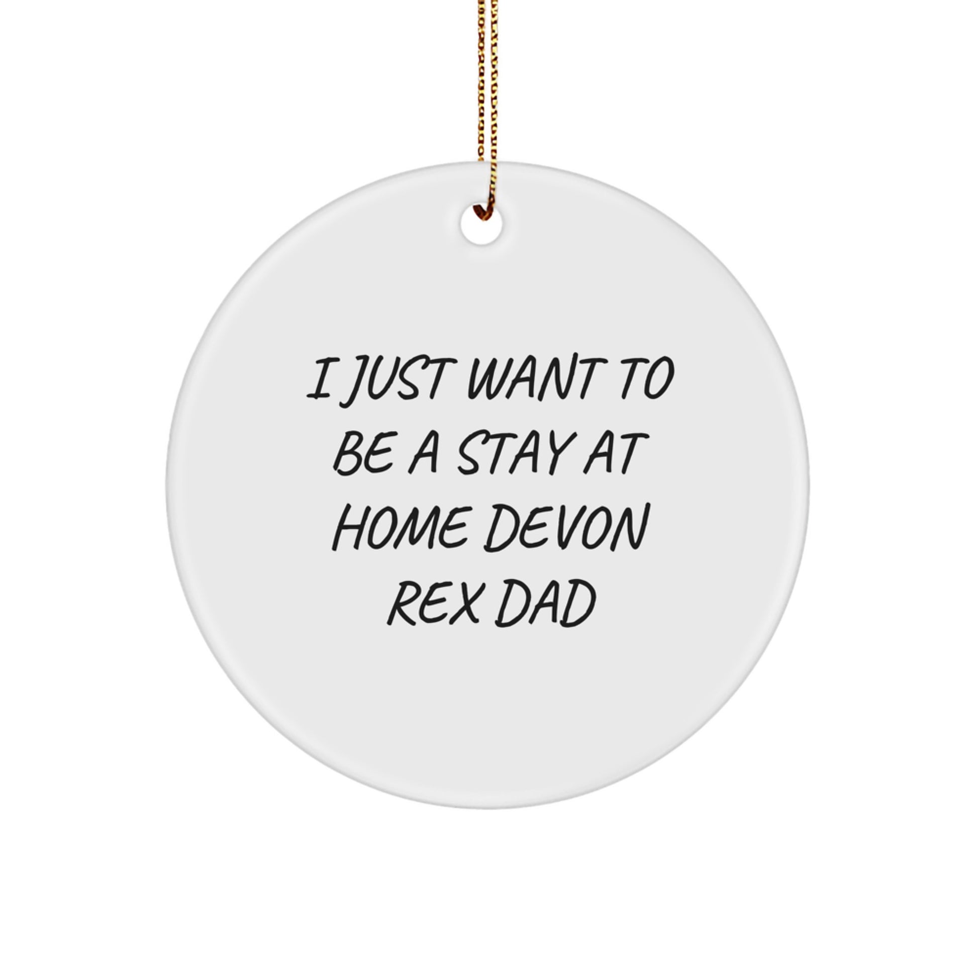 Funny Devon Rex Cat Gifts from Dad for Christmas Unique Circle Ornament, I Just Want To Be A Stay At Home Devon Rex Dad Decorations - Image 1